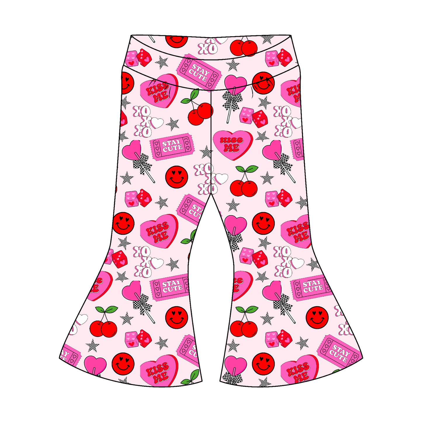 Retro Valentine Flare Pants- Customizable