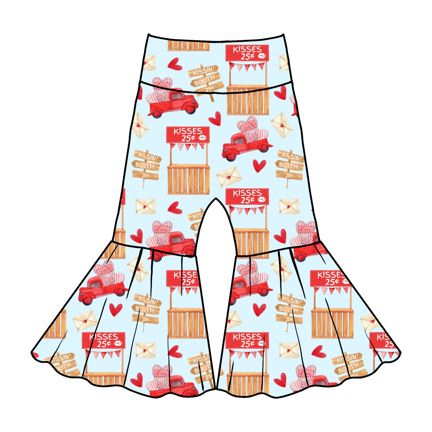 Valentine Print Bell Bottoms