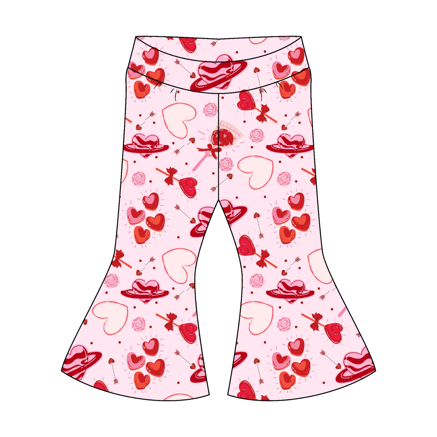 Retro Valentine Flare Pants- Customizable