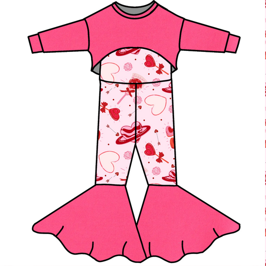 Valentine Honey-Top Bell Romper- Customizable