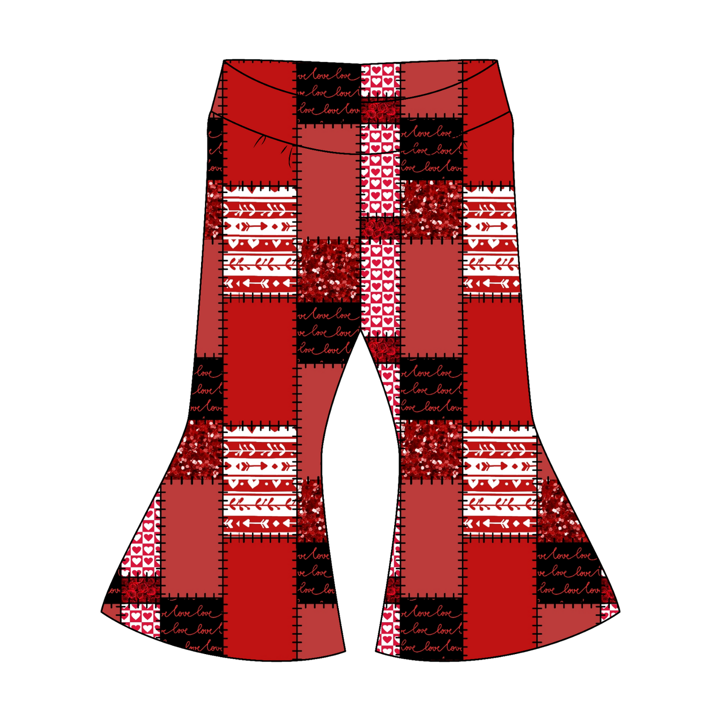 Retro Valentine Flare Pants- Customizable