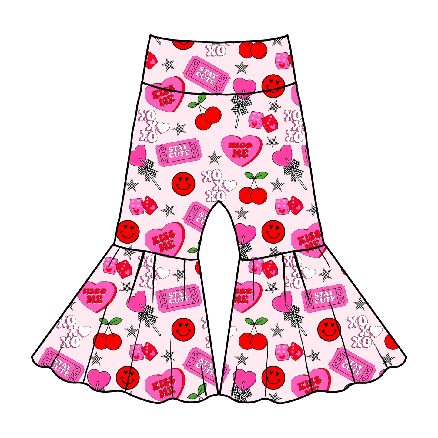 Valentine Print Bell Bottoms