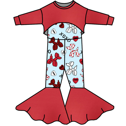 Valentine Honey-Top Bell Romper- Customizable